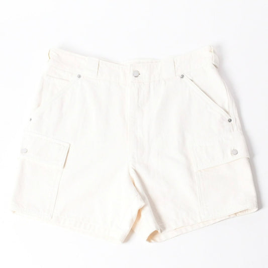 Prada White Denim Bermuda Shorts Half Metal Plate M Silver