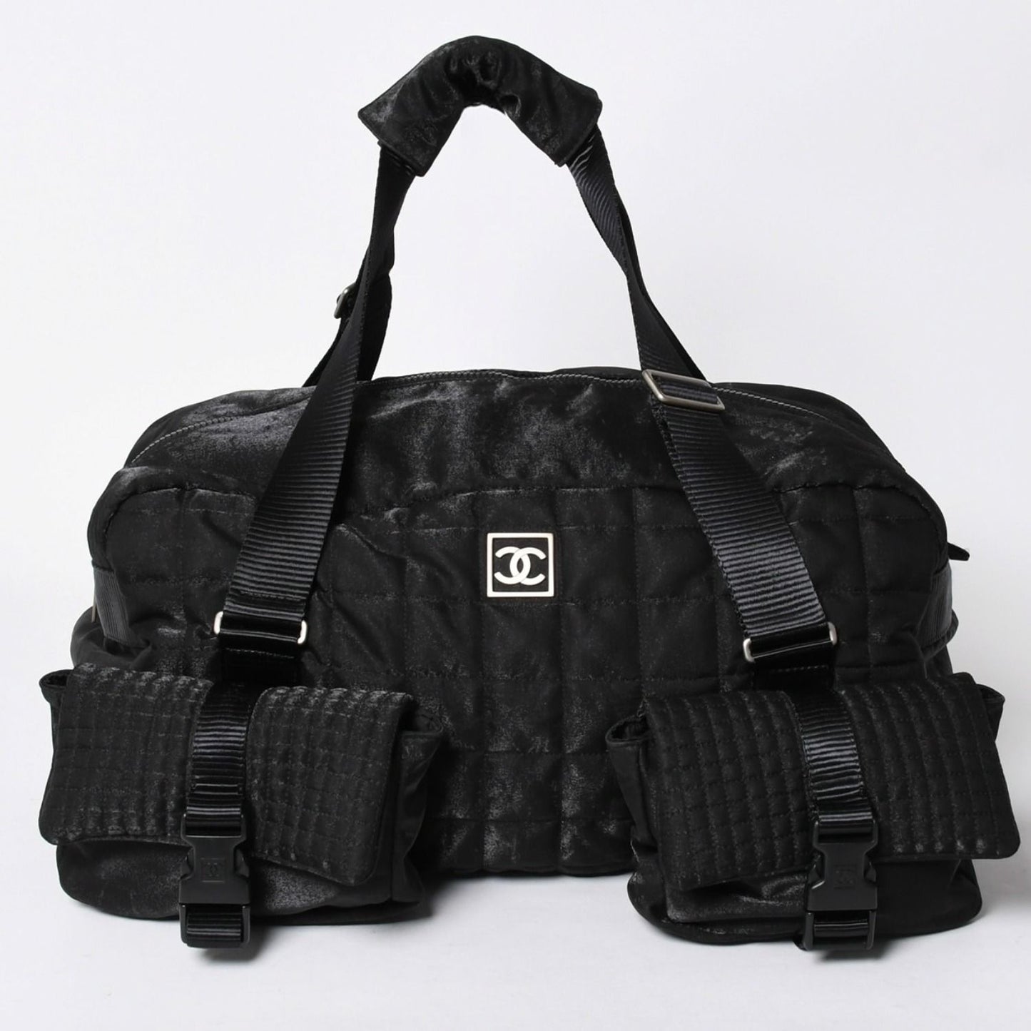 Chanel Sports Line Boston Bag Quilted Black Silver