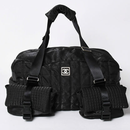 Chanel Sports Line Boston Bag Quilted Black Silver