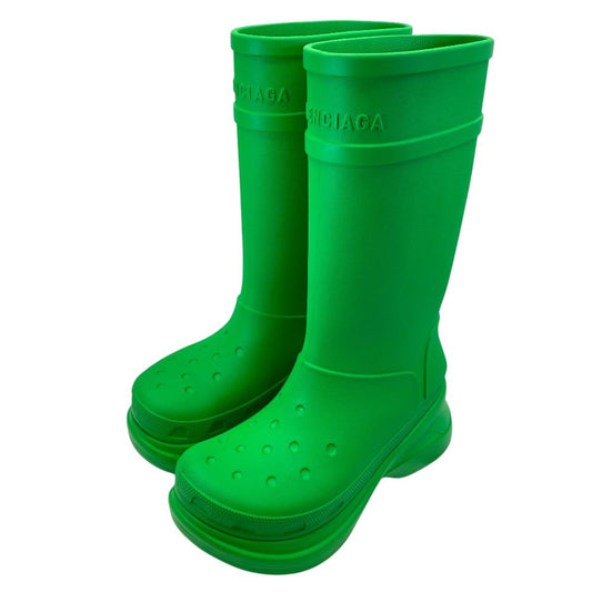 Balenciaga Crocs Long Boots Rain Rubber Green Shoes Casual