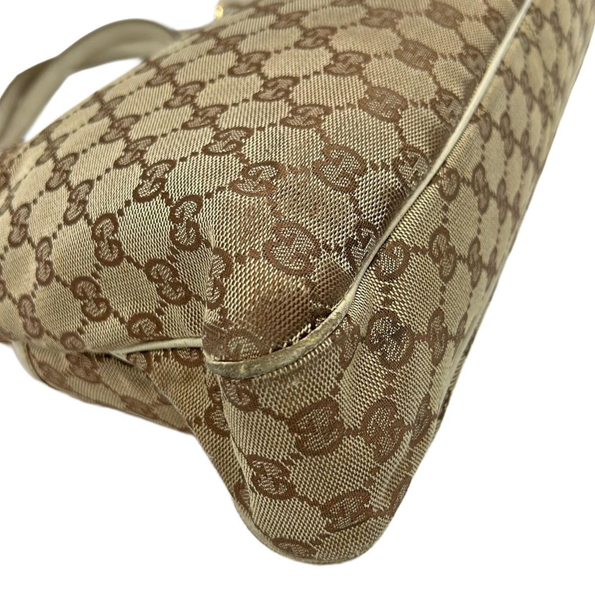 Gucci Tote Bag Eclipse Beige Dark Brown Ivory Leather — view 6