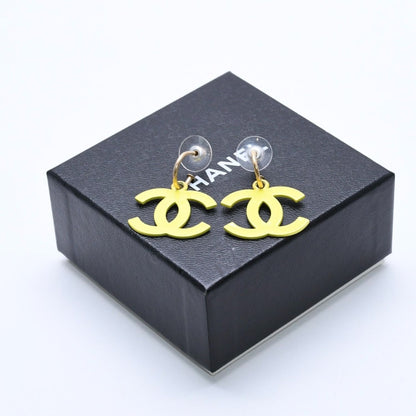Chanel CC Logo Hoop Earrings 03 Metal Gold Plated Yellow