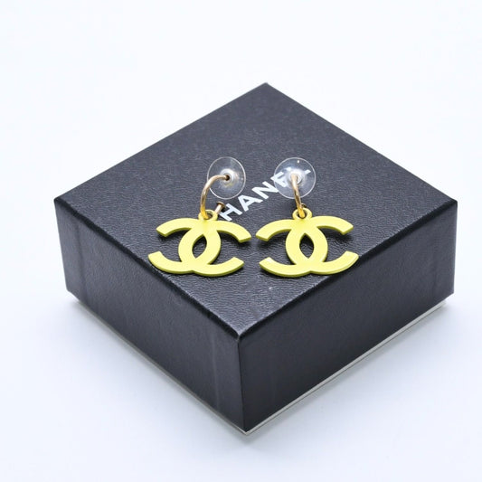 Chanel CC Logo Hoop Earrings 03 Metal Gold Plated Yellow