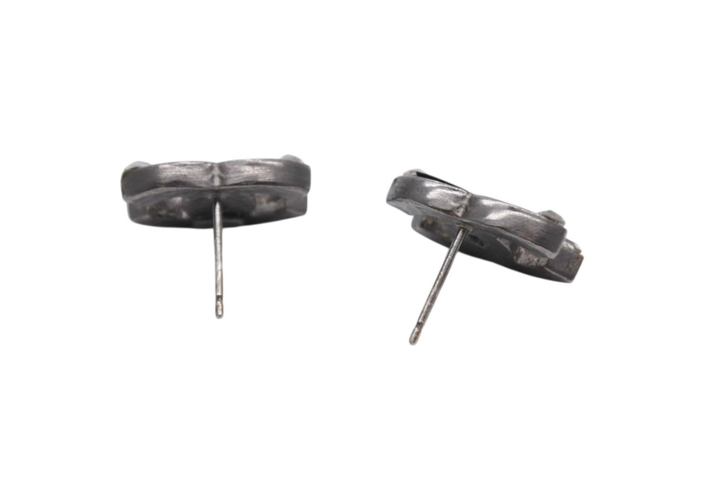 Chanel CC Logo Earrings 05 Metal Enamel Rhinestone Silver — view 5