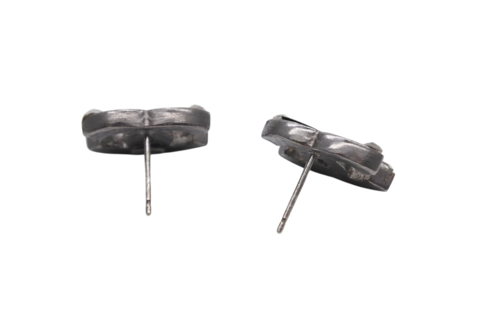Chanel CC Logo Earrings 05 Metal Enamel Rhinestone Silver — view 5