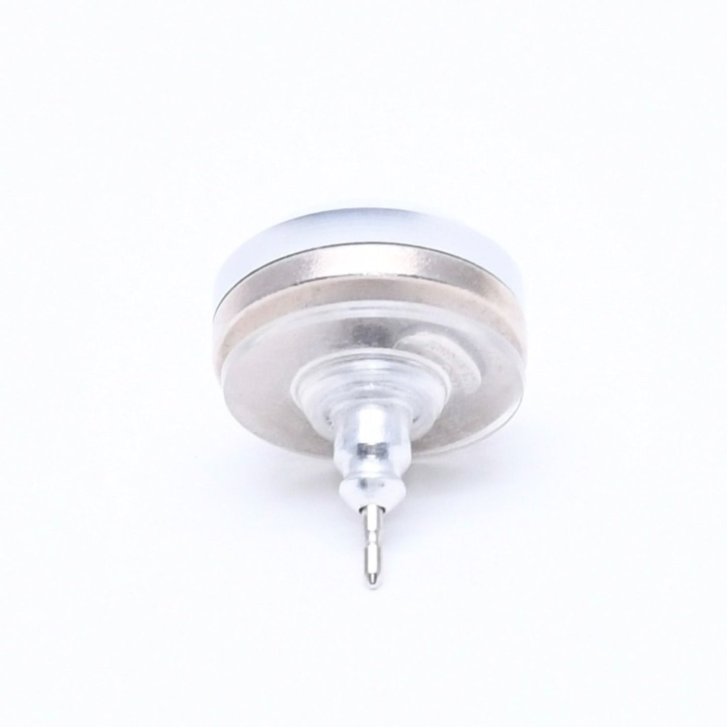 Chanel Button Earrings Silver CC Logo Mirror 08V — view 6
