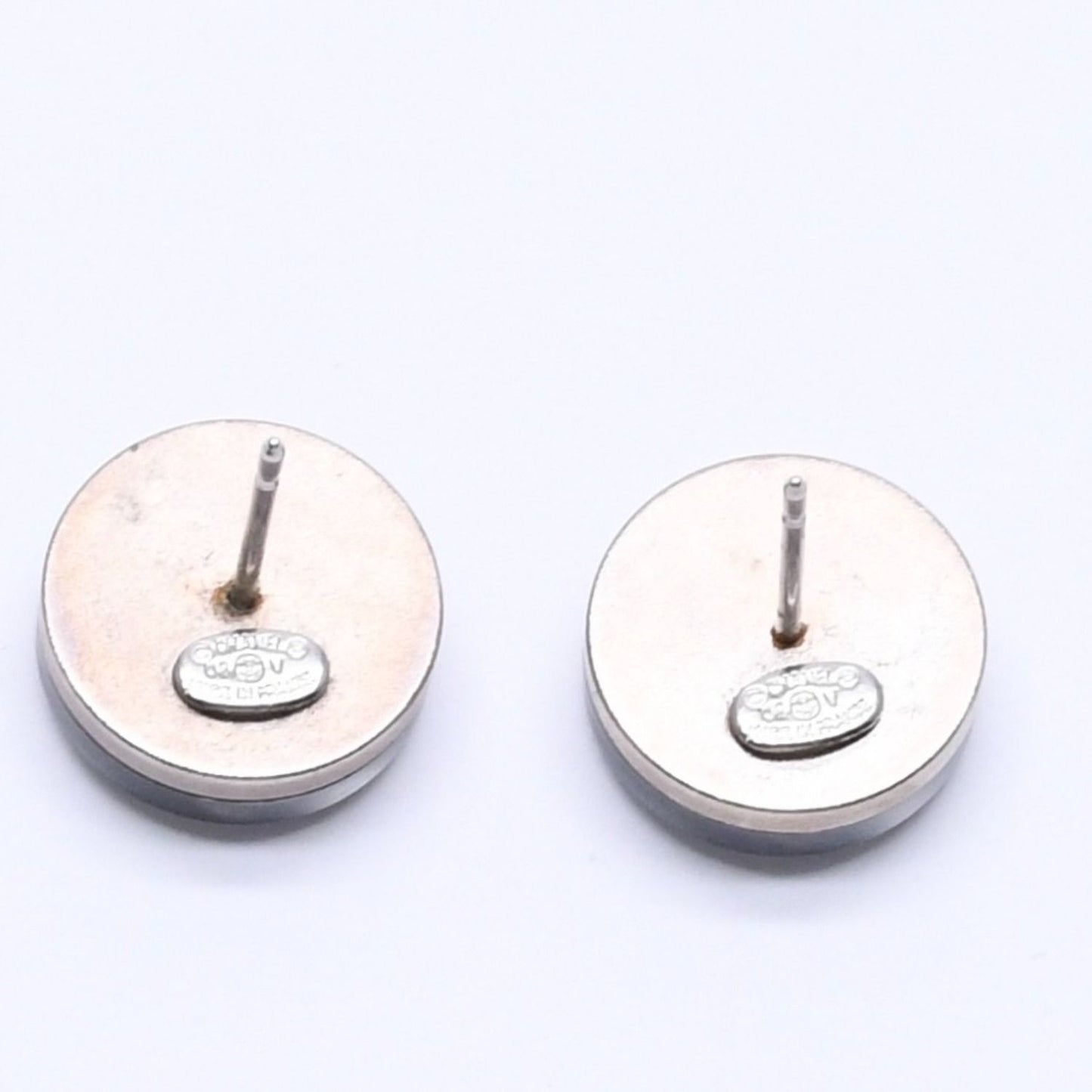 Chanel Button Earrings Silver CC Logo Mirror 08V — view 7