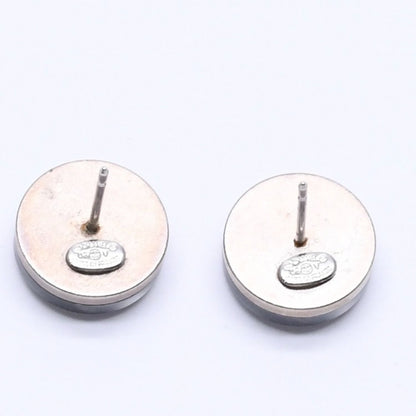 Chanel Button Earrings Silver CC Logo Mirror 08V — view 7