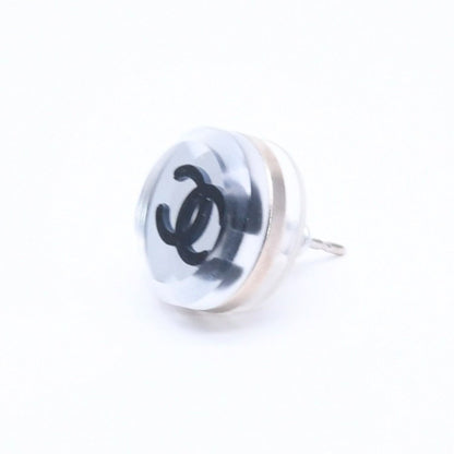 Chanel Button Earrings Silver CC Logo Mirror 08V — view 3