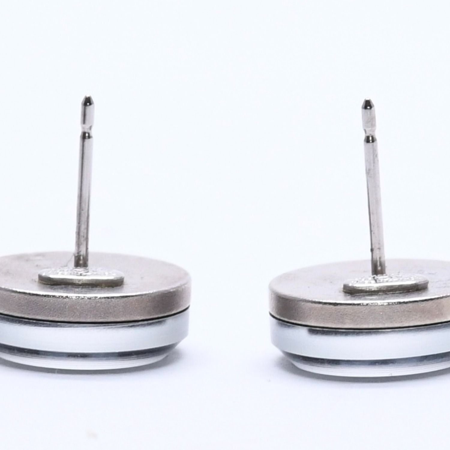 Chanel Button Earrings Silver CC Logo Mirror 08V — view 8
