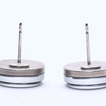 Chanel Button Earrings Silver CC Logo Mirror 08V — view 8