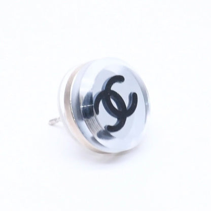 Chanel Button Earrings Silver CC Logo Mirror 08V — view 4