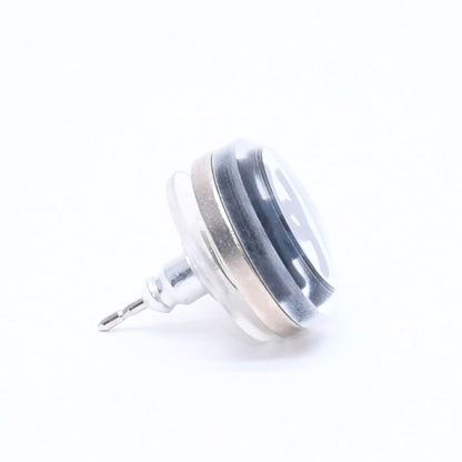 Chanel Button Earrings Silver CC Logo Mirror 08V — view 5