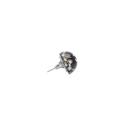 Chanel Earrings CC Logo Button &camellia Black 06c CC&camellia Silver — view 4