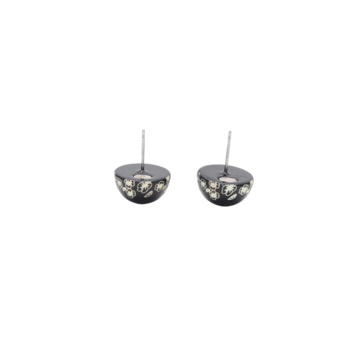 Chanel Earrings CC Logo Button &camellia Black 06c CC&camellia Silver — view 7
