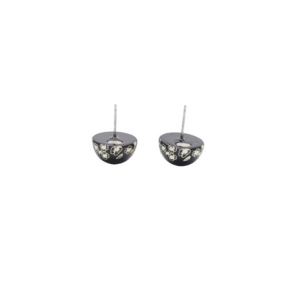 Chanel Earrings CC Logo Button &camellia Black 06c CC&camellia Silver — view 7