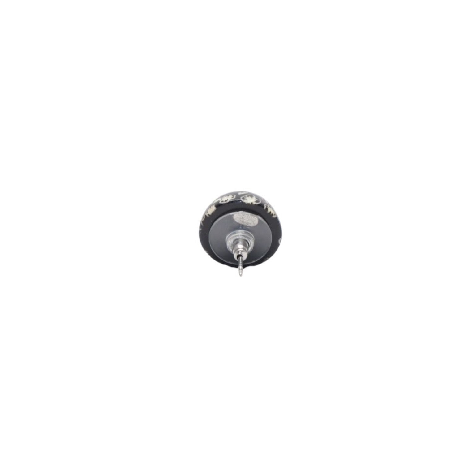 Chanel Earrings CC Logo Button &camellia Black 06c CC&camellia Silver — view 5