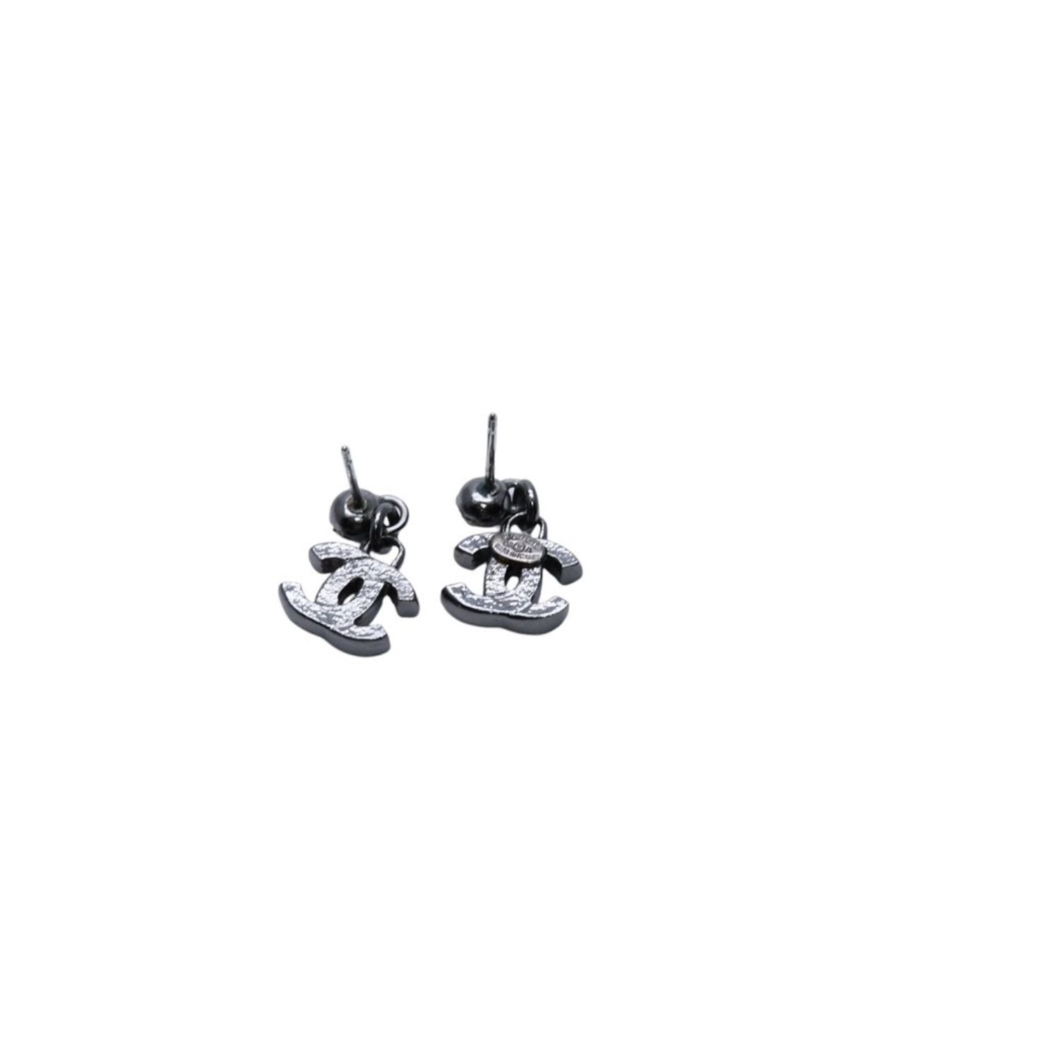 Chanel Earrings Multi Rhinestone Drop CC Logo Silver 05 One Side Dangling CC — view 4