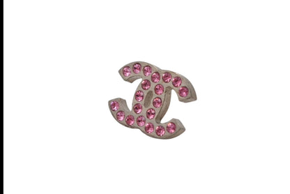 Chanel CC Logo Earrings 06 Rhinestone Metal Gold Plated Pink Clear — view 4