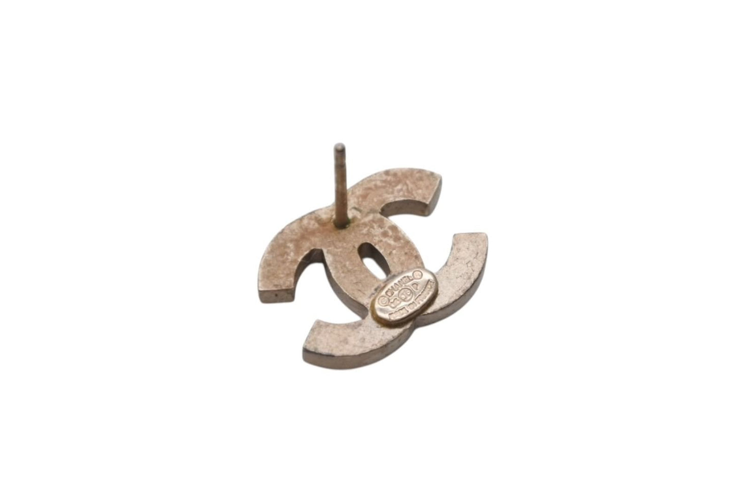 Chanel CC Logo Earrings 06 Rhinestone Metal Gold Plated Pink Clear — view 5