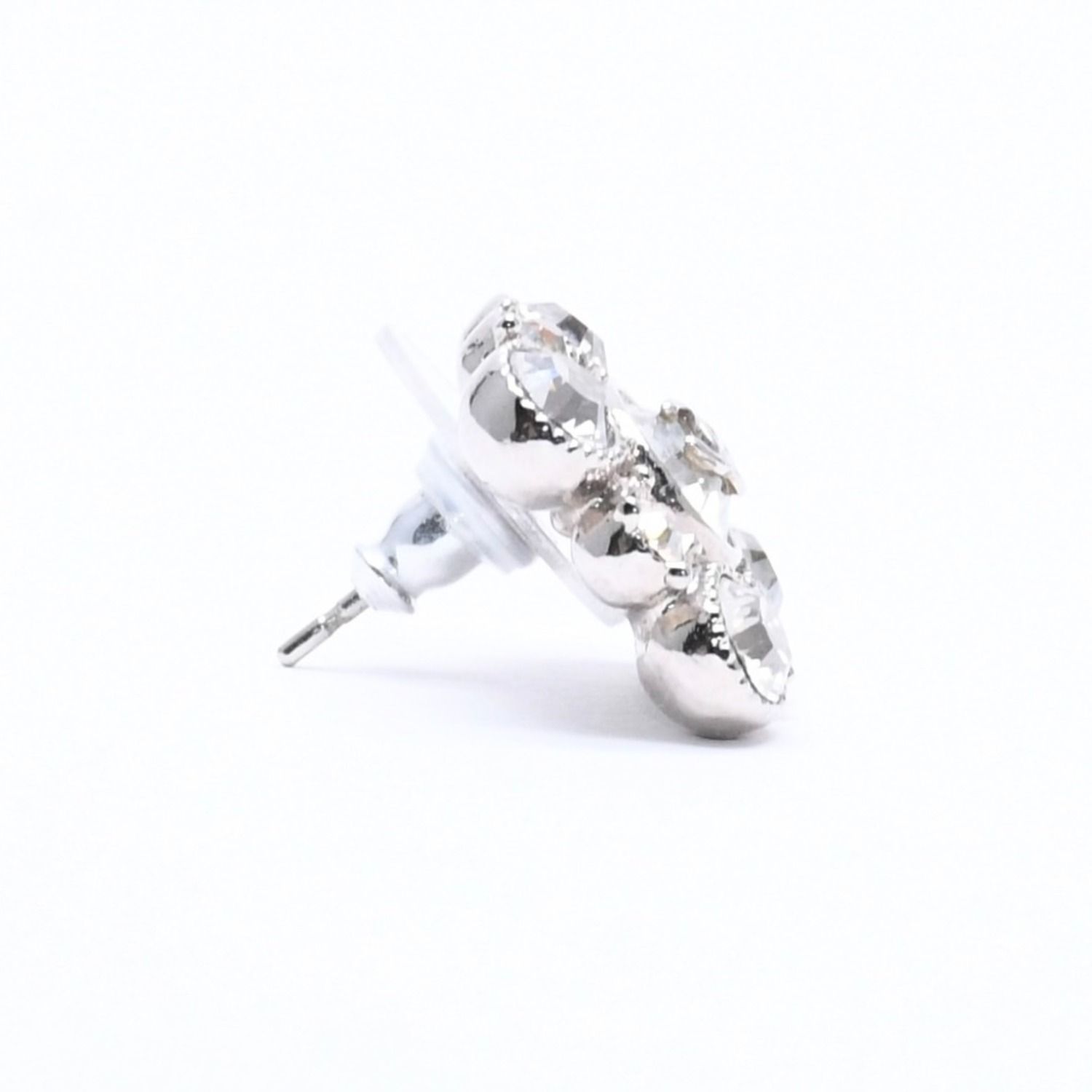 Chanel Earrings Round Big Stone 09 Silver Color Rhinestone — view 4