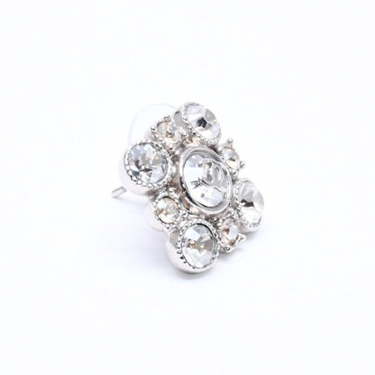 Chanel Earrings Round Big Stone 09 Silver Color Rhinestone — view 3