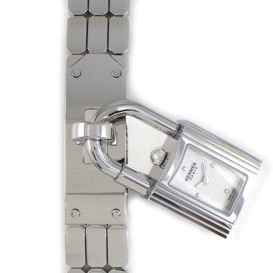 Hermes Watch Kelly Rock Motif Cadena Rectangular White Dial SS Quartz Analog