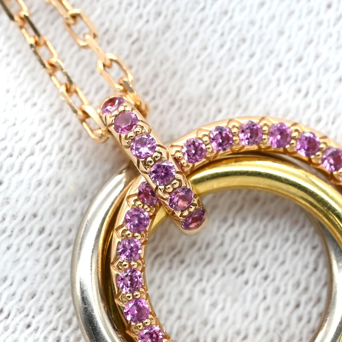 Cartier Necklace Trinity Pink Sapphire Pendant Yellow Gold White — view 7