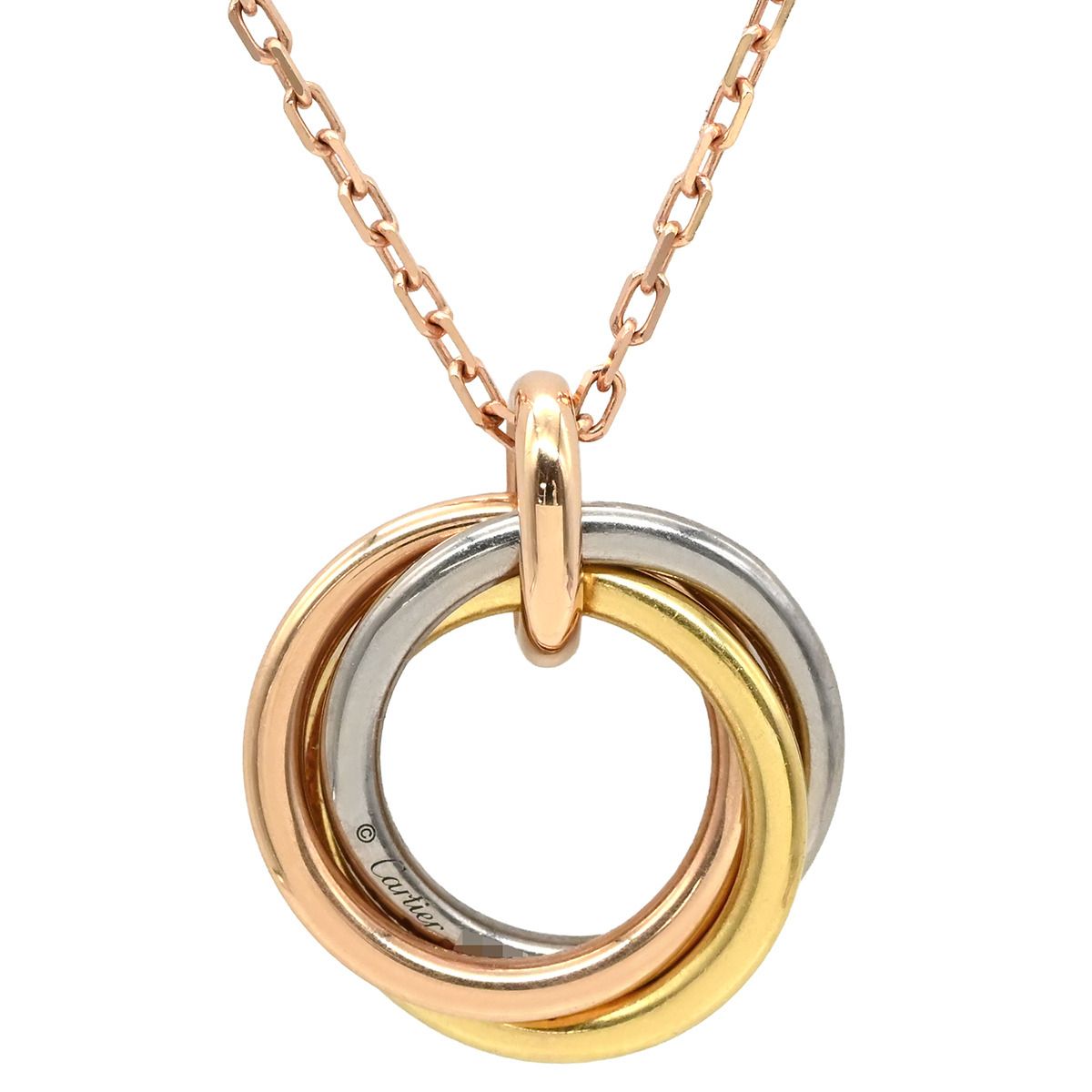 Cartier Necklace Trinity Pink Sapphire Pendant Yellow Gold White — view 2