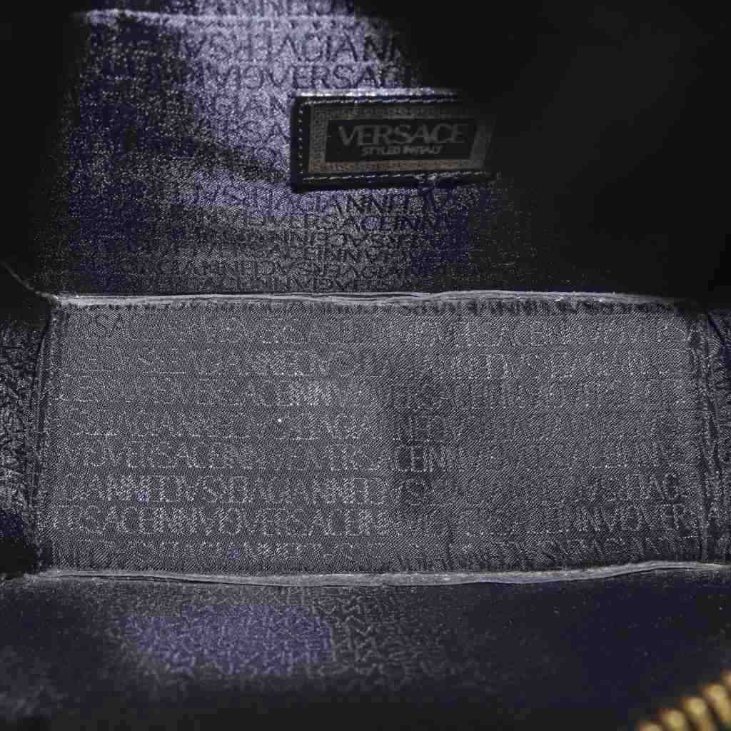 Versace Sunburst Handbag Black Leather Vintage RI — view 6