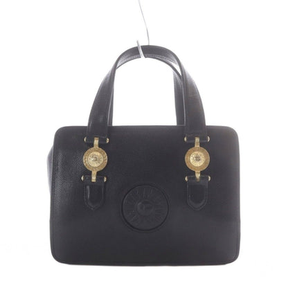 Versace Sunburst Handbag Black Leather Vintage RI