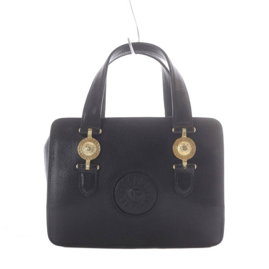 Versace Sunburst Handbag Black Leather Vintage RI