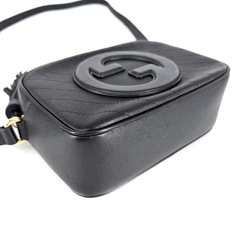 Gucci Shoulder Bag Blondie Interlocking Bag Crossbody Leather Black Gold — view 3