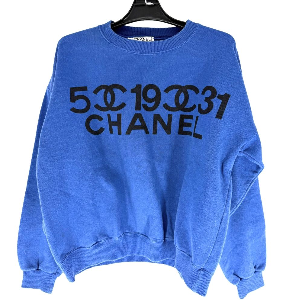 Chanel Sweatshirt CC Logo Vintage Blue Cotton Spring Autumn