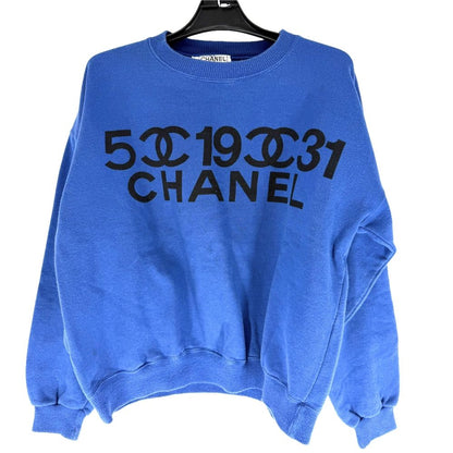 Chanel Sweatshirt CC Logo Vintage Blue Cotton Spring Autumn