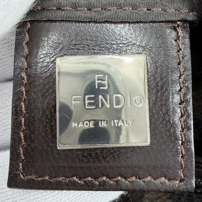 Fendi Handbag Zukka Wool Leather Brown Silver — view 5