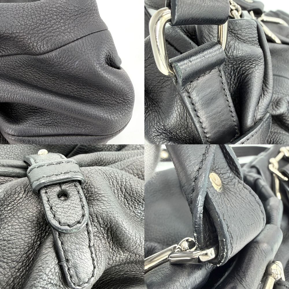 Celine 2-Way Pillow Shoulder Bag Leather Black Silver — view 7
