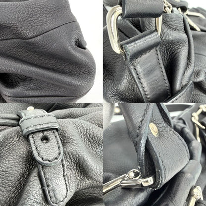 Celine 2-Way Pillow Shoulder Bag Leather Black Silver — view 7