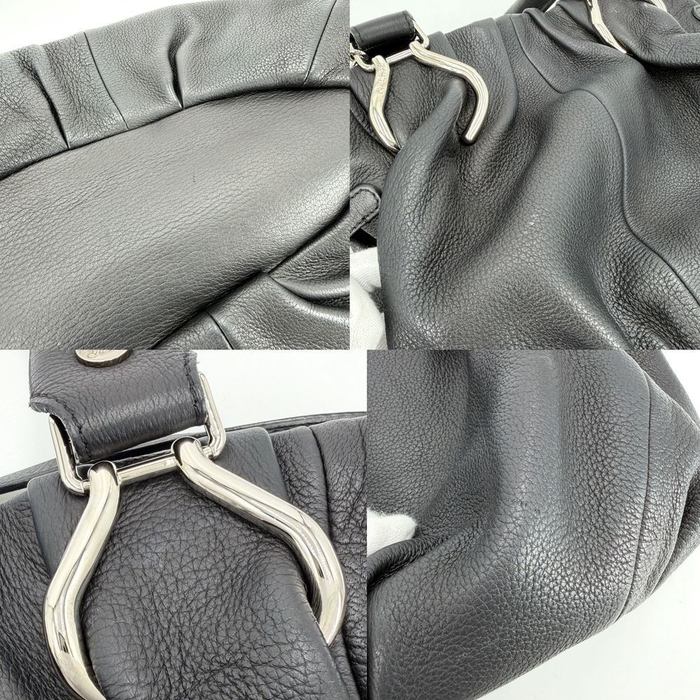 Celine 2-Way Pillow Shoulder Bag Leather Black Silver — view 5