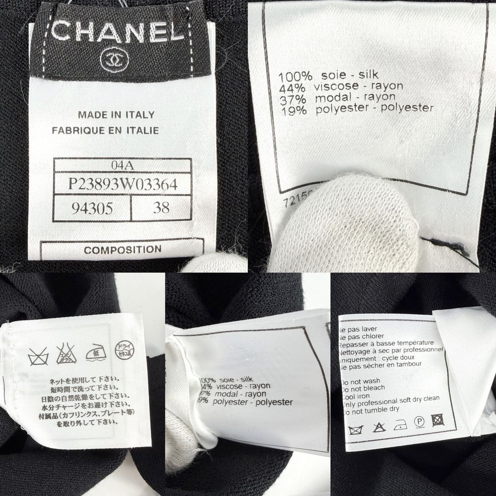 Chanel Top Ribbon Long Sleeve Black Silk Fall Winter 38 — view 3