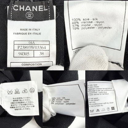 Chanel Top Ribbon Long Sleeve Black Silk Fall Winter 38 — view 3