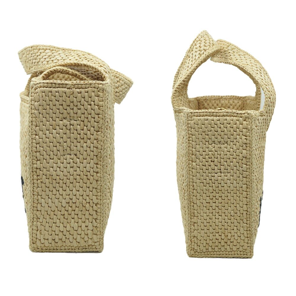 Loewe Basket Font Tote Mini Shoulder Bag Raffia Beige Logo — view 3