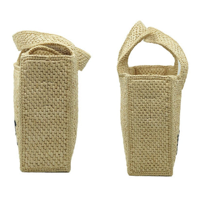Loewe Basket Font Tote Mini Shoulder Bag Raffia Beige Logo — view 3