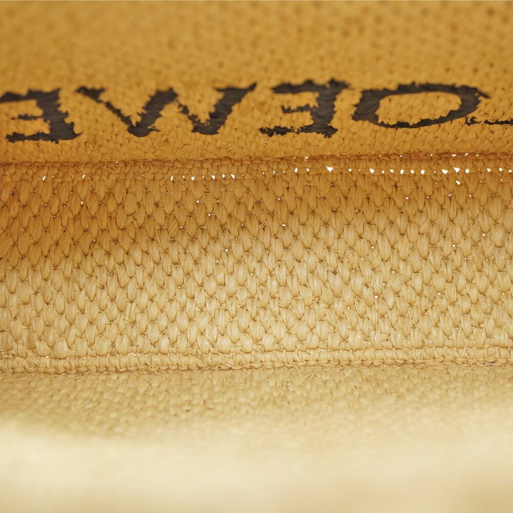 Loewe Basket Font Tote Mini Shoulder Bag Raffia Beige Logo — view 5