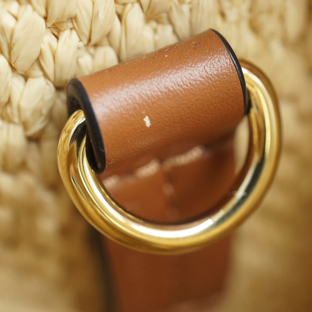 Loewe Basket Font Tote Mini Shoulder Bag Raffia Beige Logo — view 7