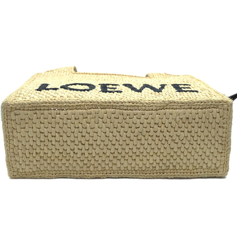 Loewe Basket Font Tote Mini Shoulder Bag Raffia Beige Logo — view 4