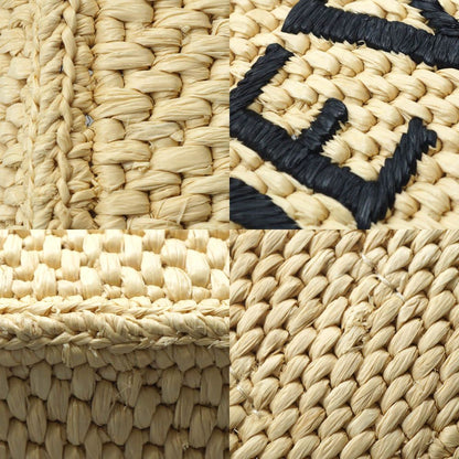 Loewe Basket Font Tote Mini Shoulder Bag Raffia Beige Logo — view 8