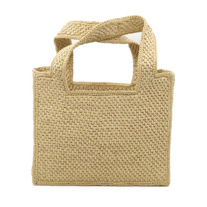 Loewe Basket Font Tote Mini Shoulder Bag Raffia Beige Logo — view 2