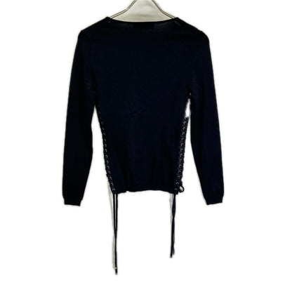 Dolce & Gabbana Black Lace Up Scoop Neck Pullover Sweater 40 — view 2