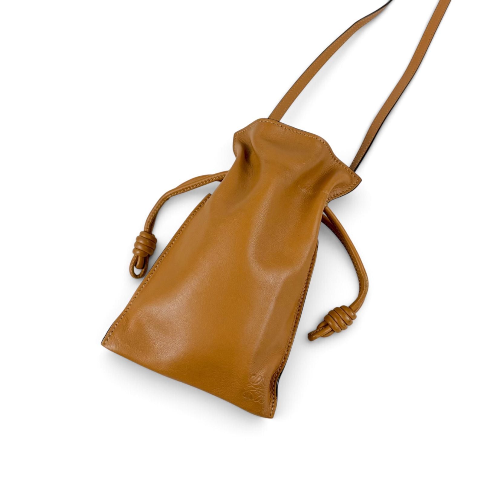 Loewe Flamenco Pocket Cross Brown Mini Shoulder Bag Nappa Leather